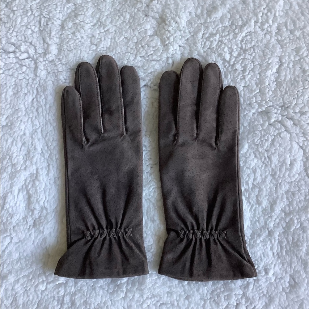 VINTAGE FOWNES LEATHER GLOVES - BROWN - SIZE M